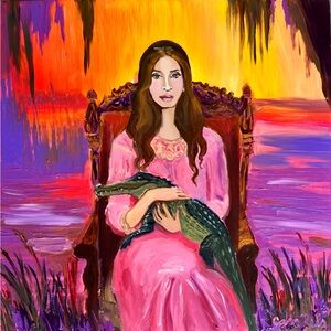 Lana Del Rey original rare oil painting one of a kind brand new alligator swamp